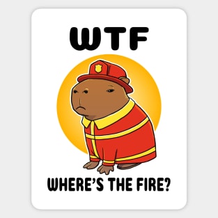 WTF where's the fire Capybara Firefighter Sticker